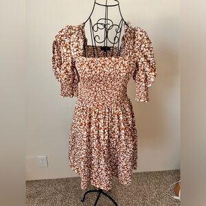 Brown and white flower dress